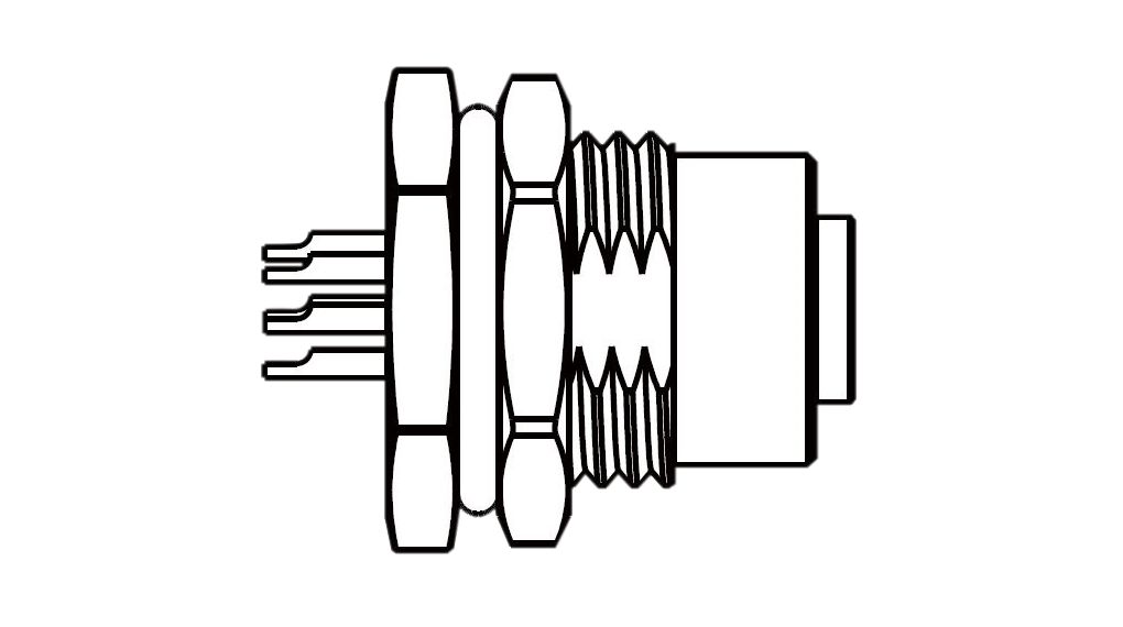 Circular Connector, M12, Socket, Straight, Poles - 8, PCB Terminal, Panel Mount